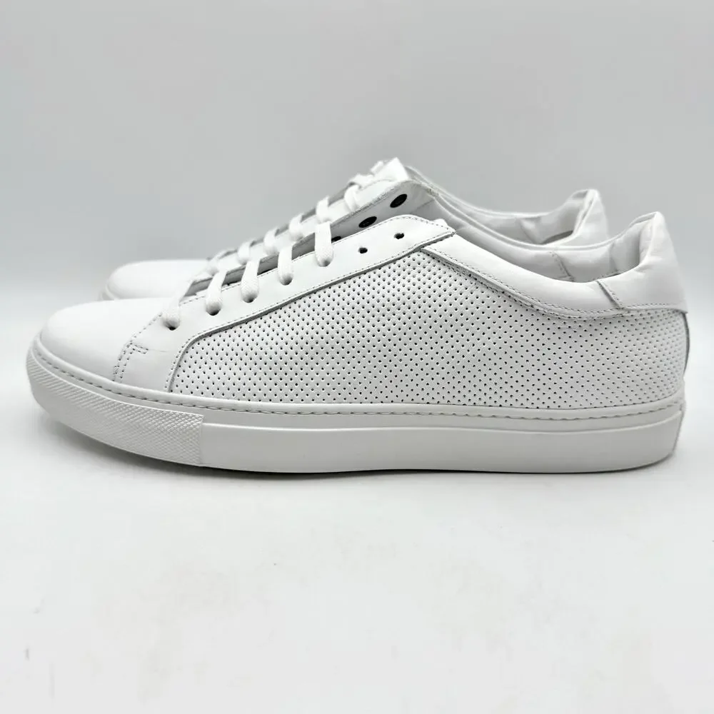 Johnston & Murphy Mens Jake Perf U Lace to Toe Sneaker US 8.5 White Leather EUC